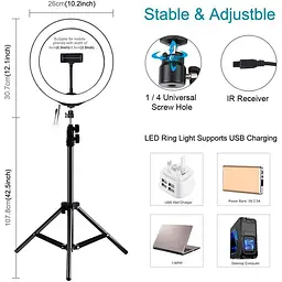 Кільцева USB RGBW LED лампа Puluz PKT3043 10"+ штатив 1.1 м - мініатюра 2