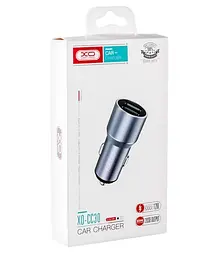 Автомобільний зарядний пристрій XO CC30 Metal car charger Сірий - мініатюра 2