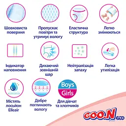 Упаковка трусиків-підгузків Goo.N Plus XL (12-20 кг) для дітей унісекс 76 шт. (38 шт. x 2 шт.) - мініатюра 13