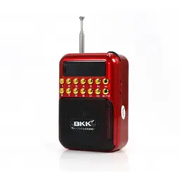 Радіоприймач на акумуляторі переносне радіо червоне з FM USB MicroSD BKK B872 - мініатюра 2