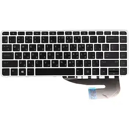 Клавіатура для ноутбука HP Elitebook 840 G3 чорна, сріблястий фрейм, підсвітка