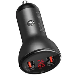 Автомобільний зарядний пристрій Baseus Digital Display 2USB 45W CCBX-B0G Grey - мініатюра 7