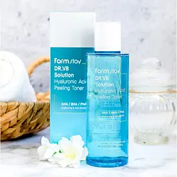 Уцінка. Тонер для обличчя FarmStay DR.V8 Solution Hyaluronic Acid Peeling Toner 210 мл термін придатності до 27.6.2026 - мініатюра 6
