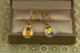Серьги подвески Xuping Jewelry Большая капля с желтым камнем Сваровски 3,4 см золотистые - миниатюра 2