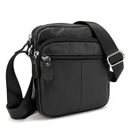 Шкіряний компактний чоловічий месенджер чорний Tiding Bag M56-0080A
