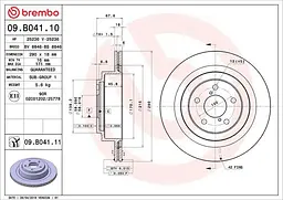Диск гальмівний вентильований Subaru Legacy IV, Outback III, Impreza 99-15р Brembo (09.B041.10)