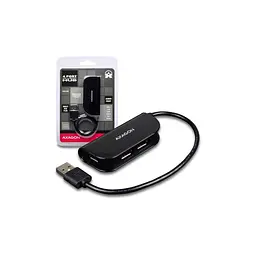 Концентратор AXAGON USB 2.0 to 4xUSB 2.0 0.2m black (HUE-X4B) - мініатюра 2