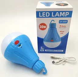 Кемпінгова LED лампа 30W акумуляторна знімна 18650 1200mAh світильник з гачком ліхтар світильник 15х8см UKC V09 - мініатюра 1