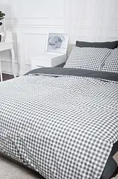 Комплект постільної білизни Moon&Star King Size 220x240 см наволочки 2х40х60 см Gray Square Ranforce Elite