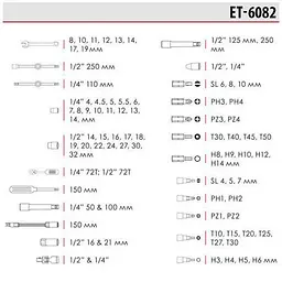 Набір інструментів Intertool ET-6082 82шт [91258] - мініатюра 11