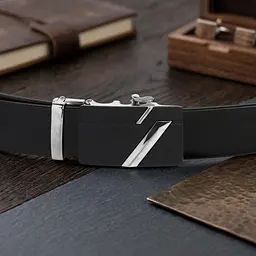 Ремінь чоловічий з чорною матовою пряжкою 20329 Vintage чорний 105-120 см - мініатюра 4