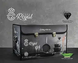 Набір посуду Casa Royal P-UKR 20100 "Greblon Diamond Pro" Black 7 предметів - мініатюра 4