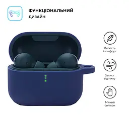 Силіконовий чохол для навушників Xiaomi QCY T10 Pro/T10, Hang Case, синій, ультратонкий захисний кейс товщиною 2 мм, захист від подряпин, пилу та ударів, компактний, з карабіном для кріплення, ArmorStandart (ARM68426) - мініатюра 2