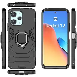 Чохол бампер Primolux Ring Armor для Xiaomi Redmi 12 / Redmi Note 12R / Poco M6 Pro 5G Black - мініатюра 2