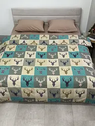 Комплект постільної білизни Ecotton полуторний 29345-3 Оленi на зеленому (24286) - мініатюра 2