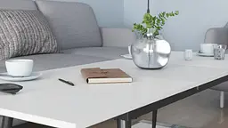 Стіл журнальний трансформер Dandi Small Ferrum-decor 45x120(160)x60 Чорний метал ДСП Білий 16 мм (FRD-106791) - мініатюра 8