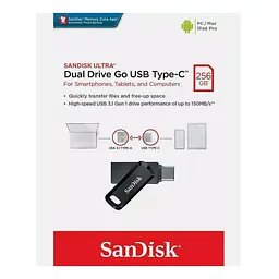 Флеш-накопичувач SanDisk USB 3. 1 Ultra Dual Go Type-C 256Gb (150 Mb/s) - мініатюра 2