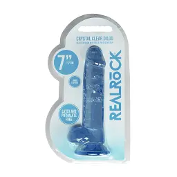 Фалоімітатор RealRock Crystal Clear 7” 19 см (блакитний) - мініатюра 6
