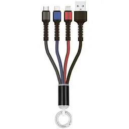 Кабель 3в1 USB-Lightning-MicroUSB-Type-C Gelius Splitter Pro 3in1 GP-UC130 Black