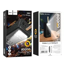 Зовнішній акумулятор Hoco DB21 large display power bank 80000mAh 6 портів 4USB Type-C Lightning - мініатюра 6