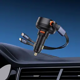 АЗП Baseus Enjoyment Pro 60W (USB) + Retractable Type-C+Lightning Cables - мініатюра 3
