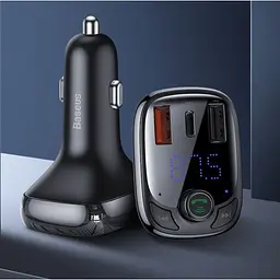 FM трансмітер Baseus Lokomotive S-13 CCTM-B01 модулятор Bluetooth 2 USB 1 Type-C чорний - мініатюра 6