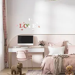 Дзеркальний декор акриловий самоклеючий Love срібло,11шт (D) SW-00002495 - мініатюра 2