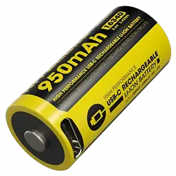 Акумулятор Li-Ion 16340 (RCR123A) Nitecore NL169R 950mAh 3.6V USB-C із захистом (Чорно-жовтий)