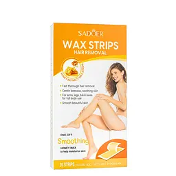Воскові смужки для депіляції тіла, ніг, обличчя Sadoer Soothing Honey Wax (20 шт)