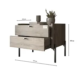 Тумба приліжкова LION Wood з двома шухлядами Кашемір (золоті ножки) (LION-041355) ТОП - мініатюра 3