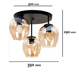 Люстра стельова Levistella 756HPR0231F-3 BK+BR (300), 3 лампи, E27, чорний+коричневий, метал+скло, сучасний стиль для дому - мініатюра 2