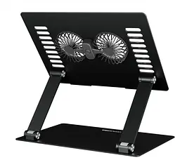 Охолоджувальна підставка для ноутбука до 15.6 дюймів OfficePro LS-122-B 2xfans Alloy Aluminum Black - мініатюра 3