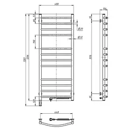 Електрична рушникосушка Navin Камелія 480x1200 Sensor права з таймером, чорний муар 10-043153-5010, Чорний матовий, Праве, Електронний - мініатюра 5
