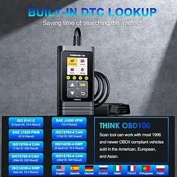 Зчитувач кодів THINKCAR OBD100 OBD2, універсальний автомобільний сканер OBD2 зчитувач несправностей двигуна OBD2/EOBD - мініатюра 5