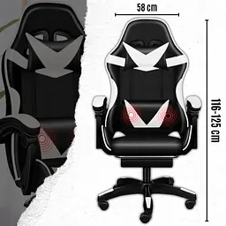 Крісло геймерське Yato Player з підставкою для ніг та масажем Black/Grey (100016) - мініатюра 3