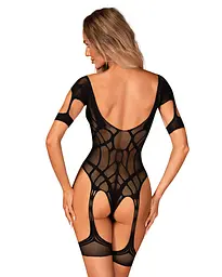 Нейлоновий бодістокінг з імітацією гартер Obsessive Bodystocking G334 S/M/L, black, з доступом - мініатюра 2