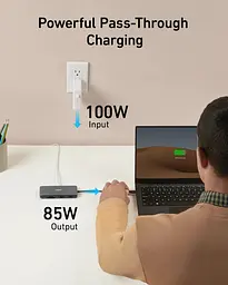 Хаб - мульти-адаптер Anker 555 PowerExpand 8-in-1 - PD in 100W / HDMI / 2xUSB-A / USB-C 10Gbps / LAN / SD (A8383) - мініатюра 3