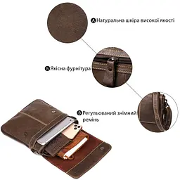 Кожаный мужской мессенджер 14849 Vintage коричневый - миниатюра 3