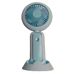 Настільний мінівентилятор Mini Portable Fan 3 Вт із підставкою для телефона та LED-підсвіткою, блакитний, ручний вентилятор