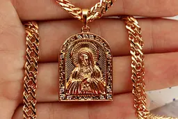 Ладанка Xuping Jewelry у формі арки з камінням пресвята Богородиця 2,5 см комбінована - мініатюра 2