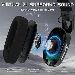 Attack Shark L90 Wireless Gaming Headset — бездротова Bluetooth-гарнітура з мікрофоном для геймерів, Чорний - мініатюра 4