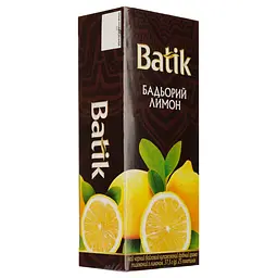 Чай чорний Batik Бадьорий Лимон купажований 37.5 г (25 шт. х 1.5 г) - мініатюра 2
