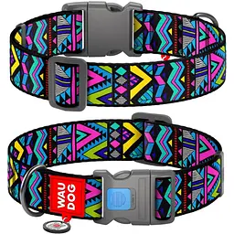 Нашийник для собак Waudog Nylon з QR паспортом, Інді, пластиковий фастекс, XXL, 46-70х3,5 см