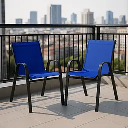 Комплект садових стільців Costway Patio з підлокітниками синій