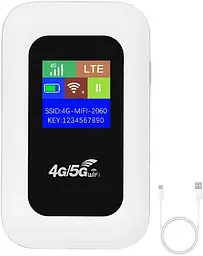 Портативний 4G LTE роутер Pix-Link Mobile Router PH312-E кишеньковий Wi-Fi модем із LED дисплеєм White (19179)