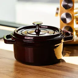 Кокотниця чавунна емальована 2,5 л, бургунді Yongkang HP-FLG-9 burgundy - мініатюра 2
