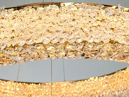 Розкішна підвісна LED люстра Diasha 7932/800+500S-gold золота кришталева 71 см 126W з пультом - мініатюра 6