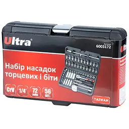 Набір насадок торцевих і біт Ultra 1/4" 56 шт CrV Taiwan (6003172) - мініатюра 6
