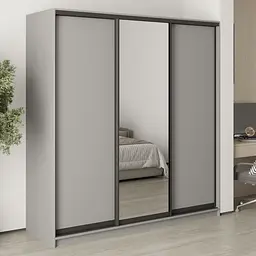 Шафа-купе тридверна MebelStar Стандарт BG 2ДСП/Дзеркало 200x60x210 см Сіра мишка (MBS-8420)