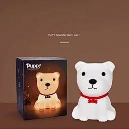 Декоративний нічник Puppy LJC-148 цуценя дитячий силіконовий світильник для сну іграшка білий - мініатюра 5
